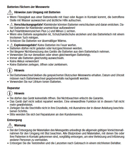 Beurer Blutzuckermessgerät GL44-Warnhinweise-Teil3